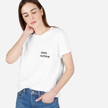 100% 小标箱型女士宽松 t恤学生字母印花纯棉短袖 Human Everlane