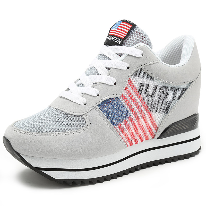 特价春秋季网面透气内增高运动鞋女8CM休闲