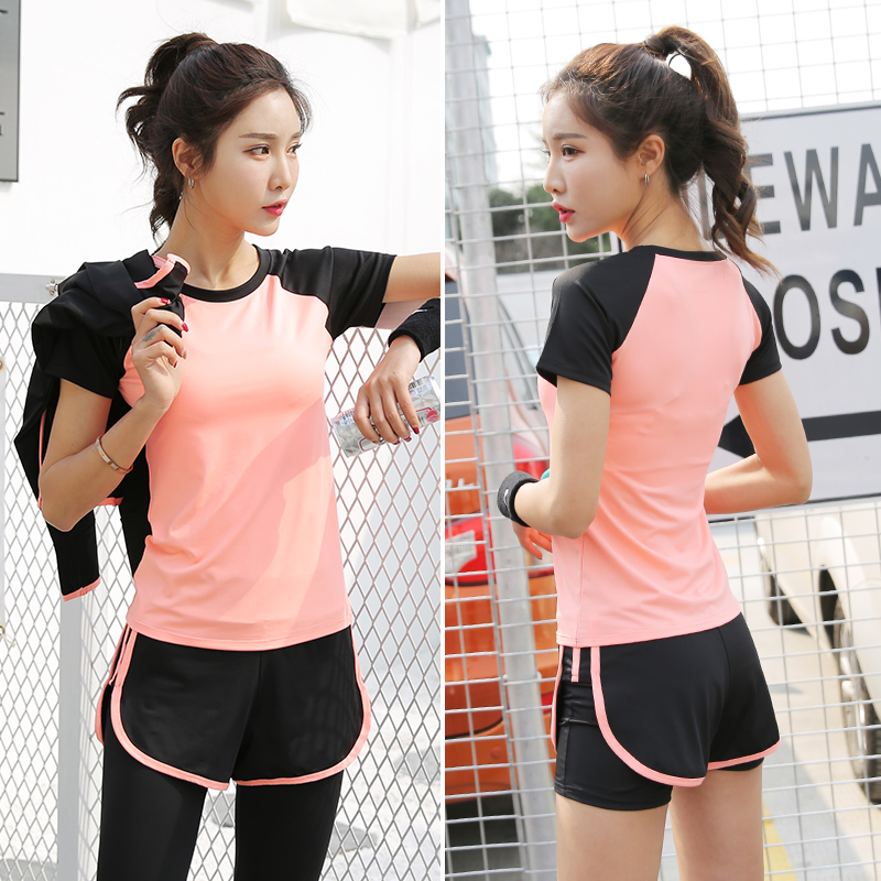 Yoga Sports T-shirt Women's Gym Running Top Tight Short Sleeve Quick Drying Breathable Fitness Suit Set Summer Half Sleeve