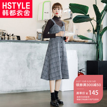韩都衣舍2018秋装新款女装韩版裙子格子吊带裙无袖连衣裙IG8271僥图片