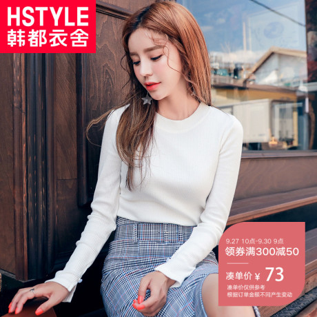 韩都衣舍2018秋装韩版女装新款修身打底衫上衣套头T恤EQ12295婋商品大图