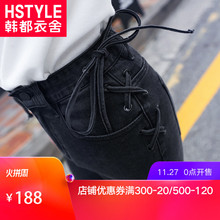 韩都衣舍2018秋装新款女装韩版修身显瘦纯色小脚牛仔长裤NH0810煜图片