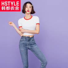 韩都衣舍2018新款秋装女装韩版弹力修身小脚九分牛仔裤MY1158沐图片