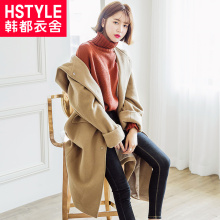 韩都衣舍2018冬装新款女装韩版中长款宽松毛呢大衣外套MY9912沐图片