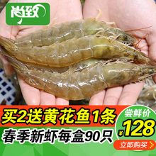 青岛海捕大虾鲜活海鲜水产冷冻速冻发货新鲜对虾青虾90只基围虾