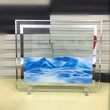 家居装 饰品创意流动山水玻璃流沙画生日礼物办公室客厅3D沙画摆件