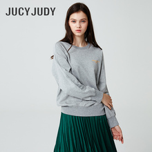 Jucy Judy百家好冬季新款宽松圆领字母纯色棉卫衣女JRTS720F图片