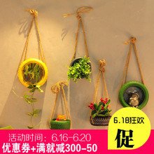 饰品仿真植物花盆挂件创意壁挂 复古工业风轮胎酒吧餐厅墙壁墙面装