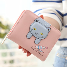 2019新款韩版少女小钱包短款女迷你可爱学生小清新拉链猫咪零钱包