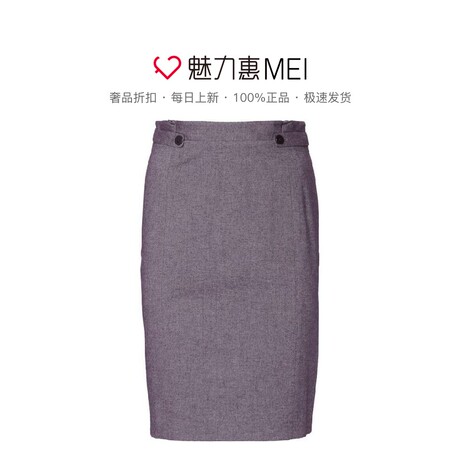 预售 Ports/宝姿 紫红色纽扣饰铅笔裙商品大图