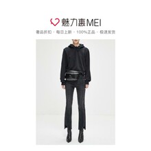 预售 Mo＆Co．/摩安珂 黑色字母印花女士时尚秋冬长袖连帽卫衣图片