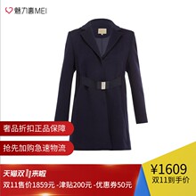 预售 Ports/宝姿 藏蓝色羊毛羊绒翻领长袖收腰女士外套图片