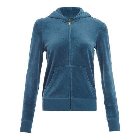 Juicy Couture 蓝色丝绒烫金LOGO女士长袖连帽外套商品大图