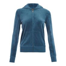 Juicy Couture 蓝色丝绒烫金LOGO女士长袖连帽外套图片