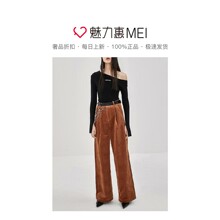 预售 Mo＆Co．/摩安珂 黑色露肩字母女士秋冬长袖针织衫图片