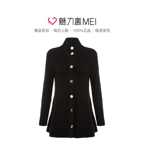 预售 Ports/宝姿 黑色100%羊毛立领长袖女士毛衣商品大图