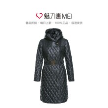 预售 Ports/宝姿 深灰色连帽菱格绗缝收腰羽绒服图片
