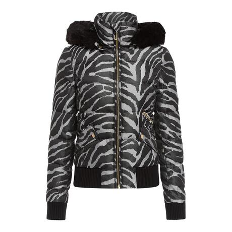 Juicy Couture 黑色豹纹印花毛绒连帽长袖女士外套商品大图