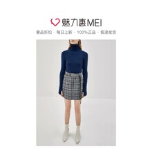 预售 Mo＆Co．/摩安珂 暗蓝色高领针织女士秋冬长袖毛衫图片