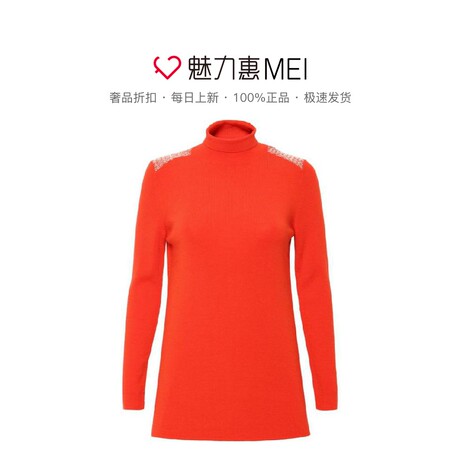 预售 Ports/宝姿 橘红色简约中长款针织衫商品大图