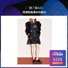 预售 Mo&Co. 蓝黑色太空图案连衣裙图片