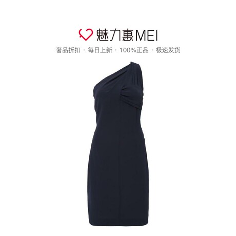 预售 Ports/宝姿 藏青色斜肩无袖连衣裙商品大图