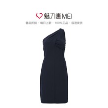 预售 Ports/宝姿 藏青色斜肩无袖连衣裙图片