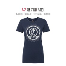 Juicy Couture 藏蓝色全棉圆领印花夏季女士短袖T恤图片