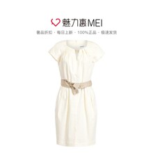 预售 Ports/宝姿 米色褶皱设计女士短袖连衣裙图片