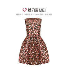 Red Valentino 咖啡色印花圆领无袖连衣裙图片