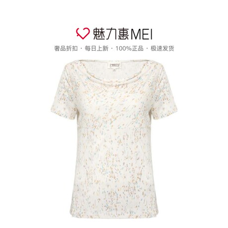 预售 Ports/宝姿 拼色印花圆领短袖女士T恤商品大图