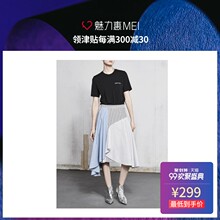 预售 Mo&Co. 黑色圆领字母印花短袖女士T恤图片