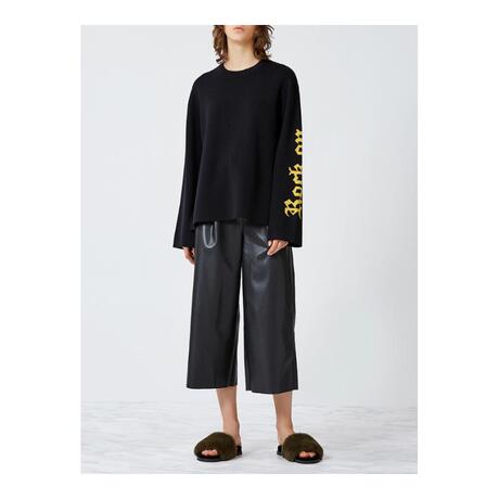 预售 Mo&Co. 黑色字母装饰针织上衣商品大图