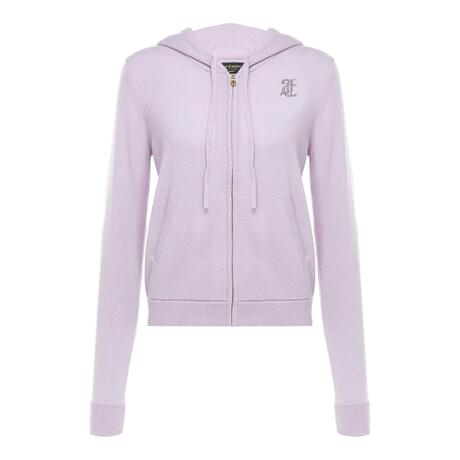 Juicy Couture 浅紫色山羊绒连帽长袖拉链女士卫衣商品大图
