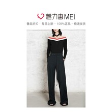 预售 Mo&Co. 黑色撞色领长袖针织衫图片