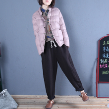 原创设计纯色立领羽绒服初冬轻薄短上衣文艺女外套 秋冬新品