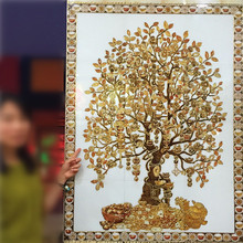 陶瓷砖拼图客厅背景墙金雕瓷片发财树壁画拼画招财树金钱树摇钱树