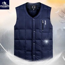 马夹 保暖大码 羽绒棉服背心爸爸装 反季清仓品牌中老年羽绒马甲男士