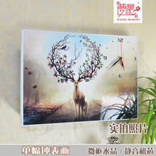 现代客厅挂画餐厅水果装 饰画无框画钟表挂钟简约水晶电表箱壁画
