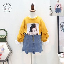 套头衫 长袖 童装 女童潮童印花图案圆领卫衣泡泡袖 2018春季新款 韩版