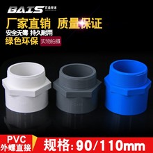 配件90 110白蓝灰色 给水管 螺纹外丝 直通 直接外螺 PVC外牙接头
