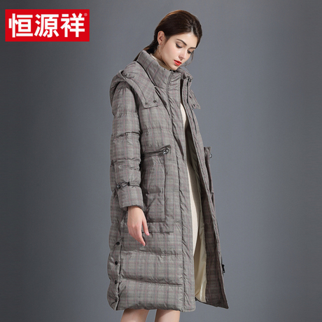 恒源祥羽绒服女中长款宽松加厚保暖新款冬装2018长款过膝外套女商品大图