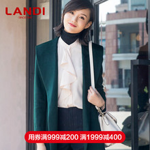 LANDI蓝地女装秋冬厚款翻领两面羊绒大衣中长款收腰修身毛呢外套图片
