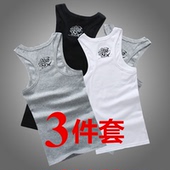 圆领印花工字汗背心夏季薄款 紧身弹力青年运动 汗衫 九块男士 3件装