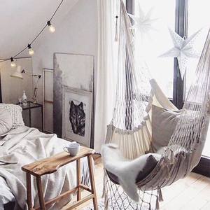 ins秋千吊床民宿寝室咖啡屋拼接北欧风吊篮流苏懒人椅子花边吊椅