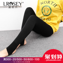 蓝若水大码女装加绒踩脚打底裤袜韩版修身显瘦弹力连体连脚长裤子图片