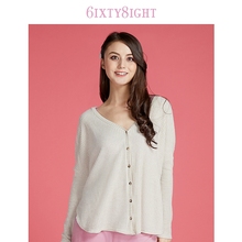 6IXTY8IGHT 68 休闲居家两穿华夫格纹V领纽扣开衫家居服女HW07633