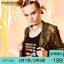马克华菲女装2018秋季新品长袖圆领夹克贴 布镂空外套图片