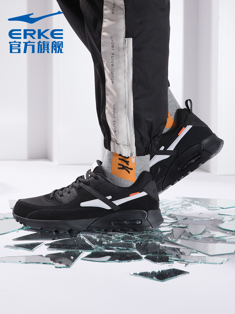 ERKE Autumn and Winter Men's Shoes 2019 New jogging shoes Half palm air cushion running shoes Casual retro sneakers