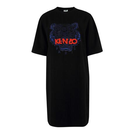 KENZO/高田贤三 女士黑色虎头LOGO刺绣休闲连衣裙商品大图